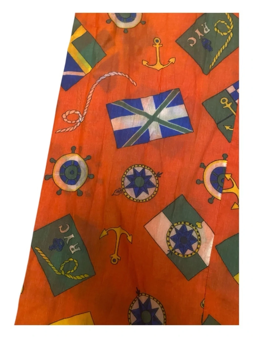 The Last Resort Vintage Womens Orange Nautical Flag Pants Travel Vacation